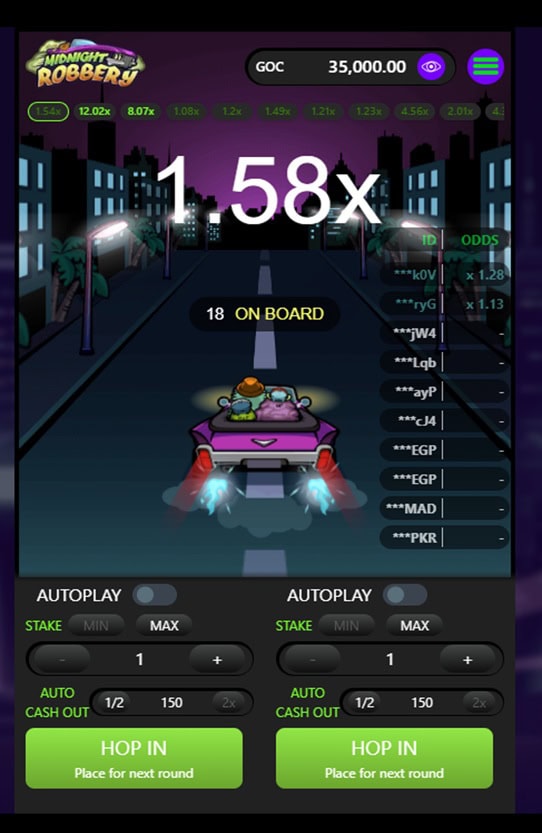 KickBack Spins Crash Game