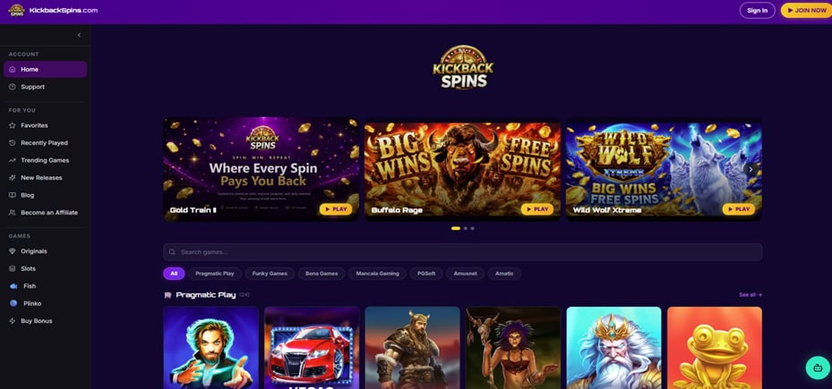 KickBack Spins Homepage