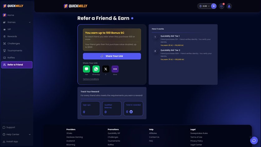 QuickMilly Referral Bonus