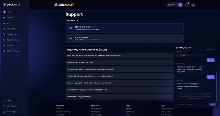 QuickMilly Support