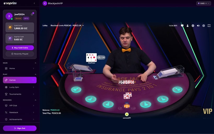 Soprize Blackjack VIP
