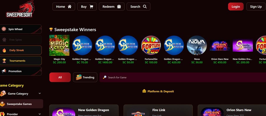 Sweep Resort Homepage