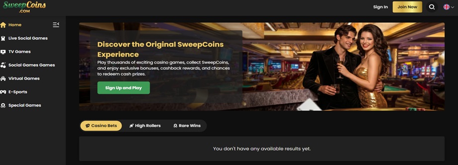 SweepCoins.com Homepage