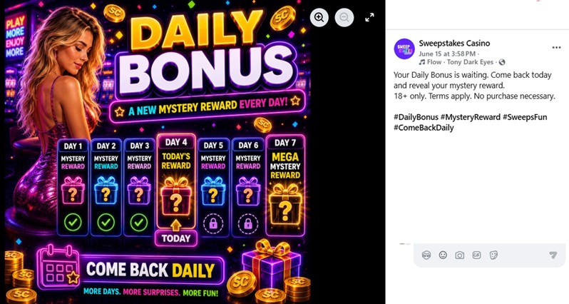 SweepstakesCasino.com Daily Bonus