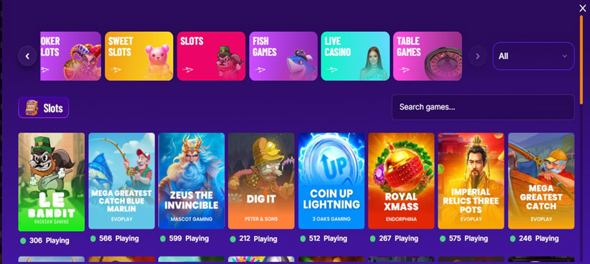SweepstakesCasino.com Games
