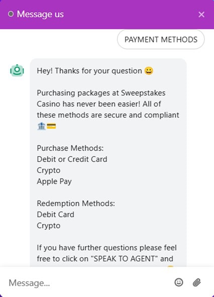 SweepstakesCasino.com Support