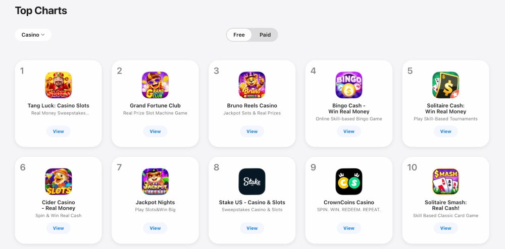 apple app store top sweepstakes casinos