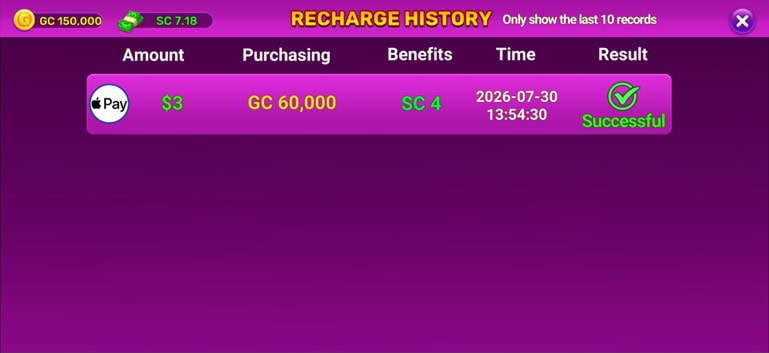 Bruno Reels Transaction History