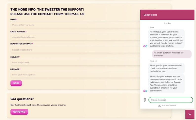 Candy Coins Support