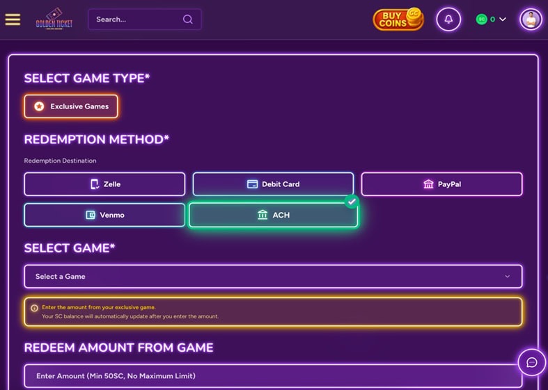 Golden Ticket Online Arcade Banking