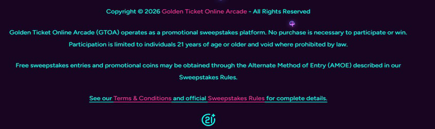Golden Ticket Online Arcade Footer