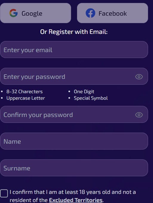 LuckyZino Register