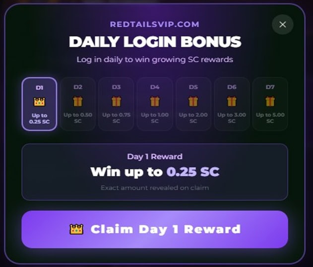 RedTails VIP Lounge Daily Bonus