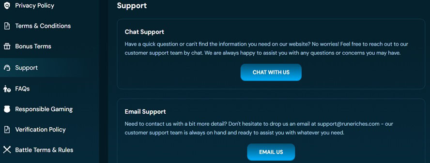 Rune Riches Support