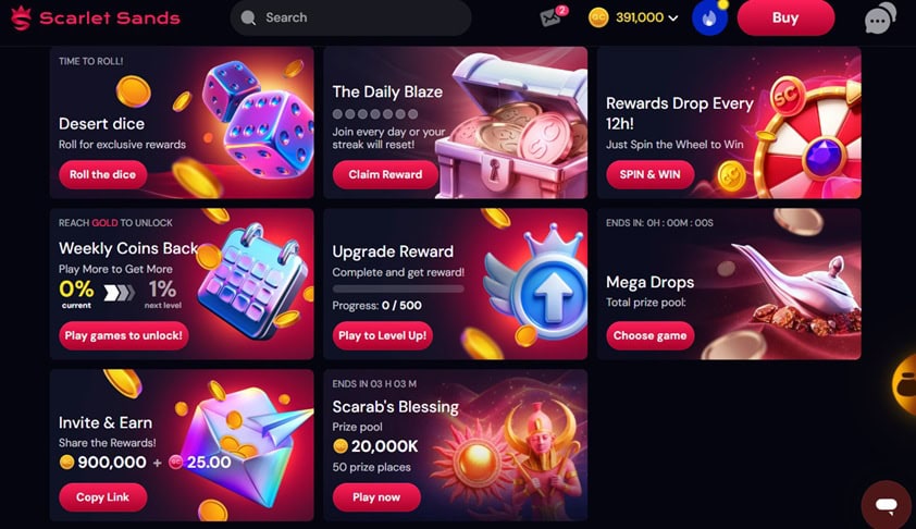 Scarlet Sands Bonuses