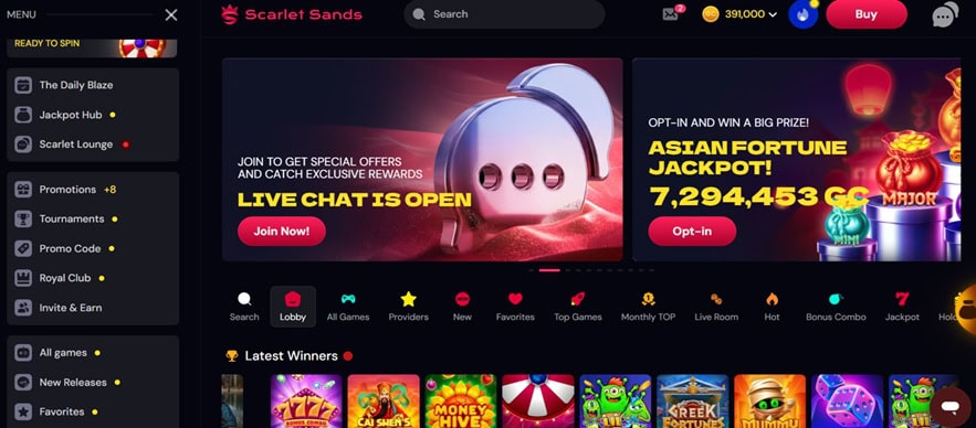 Scarlet Sands Homepage