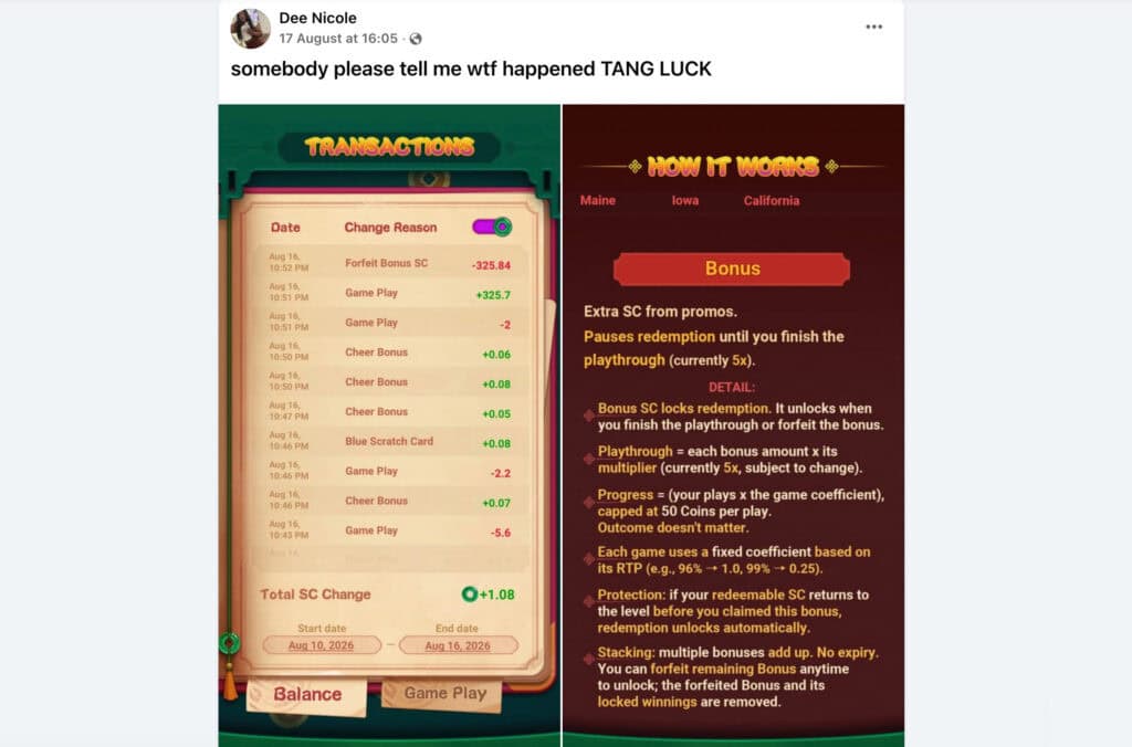 tang luck facebook complaint
