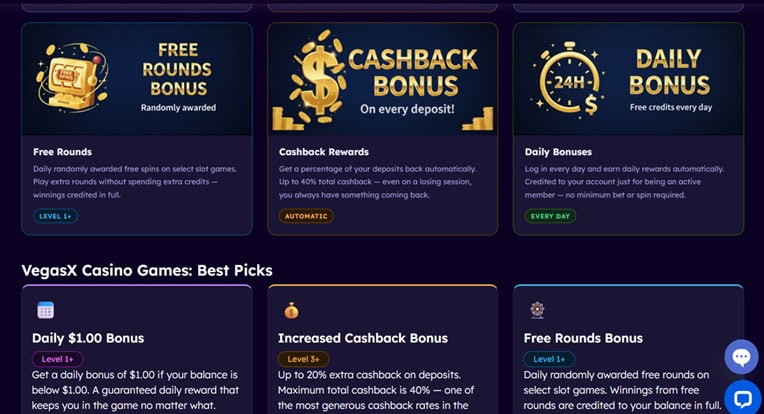 Vegas X Bonuses