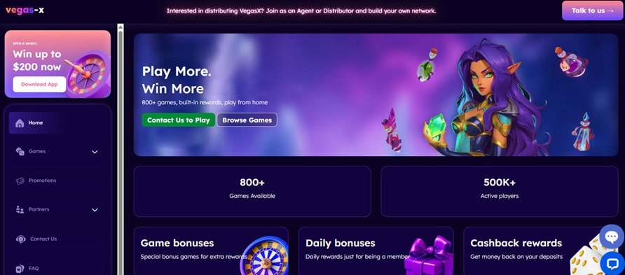 Vegas X Homepage