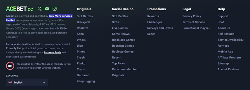 Acebet.cc Footer