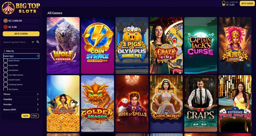Big Top Slots Games