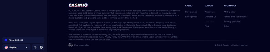 Casinio Footer