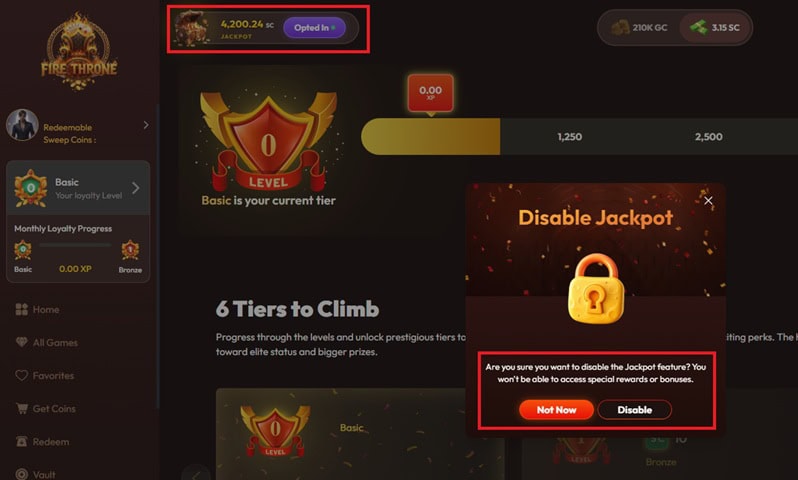 Fire Throne Jackpots