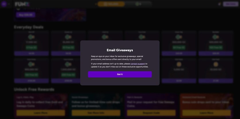 Funz Email Bonus