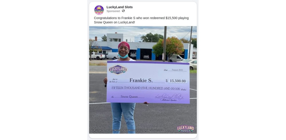 luckyland slots facebook advertisement