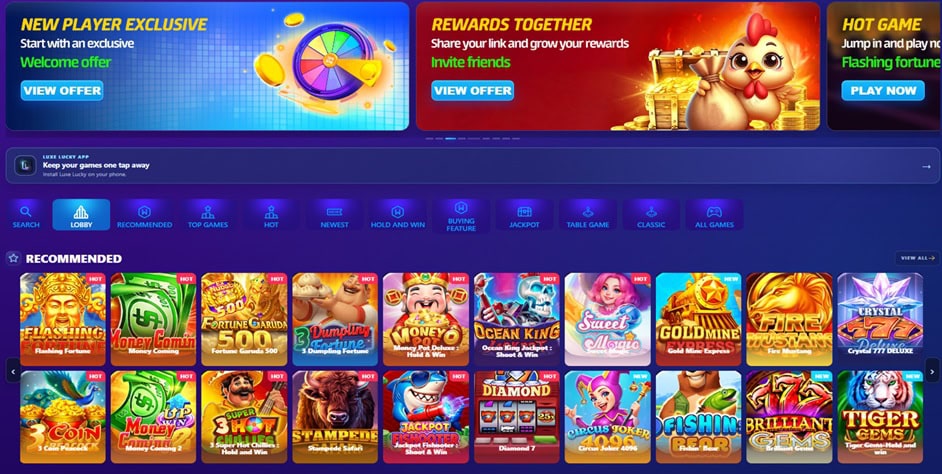 Luxe Lucky Homepage