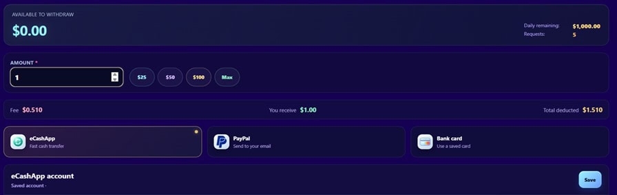 Luxe Lucky Withdraw