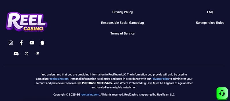 Reel Casino Footer