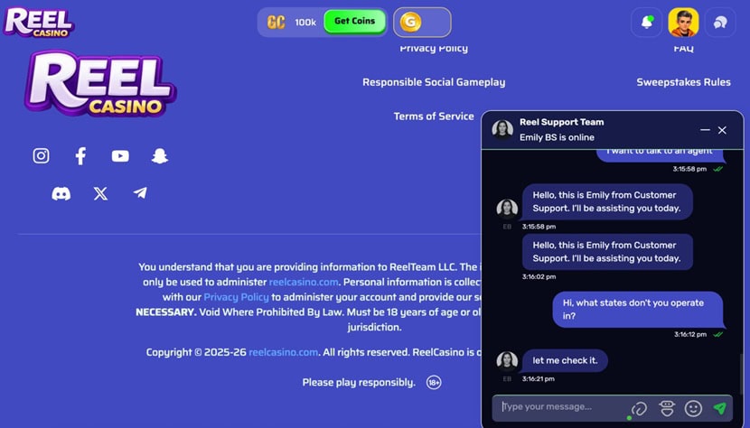 Reel Casino Support