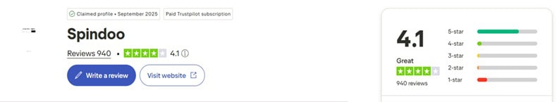 Spindoo Trustpilot
