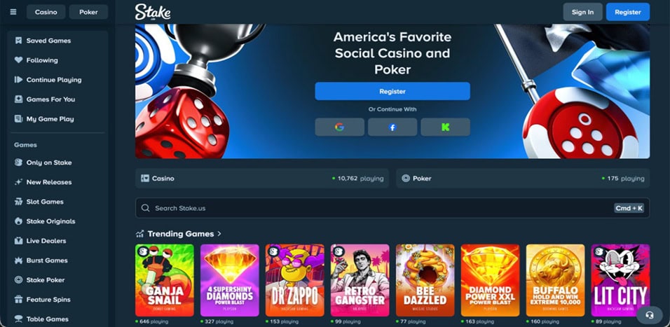 Stake.us Homepage