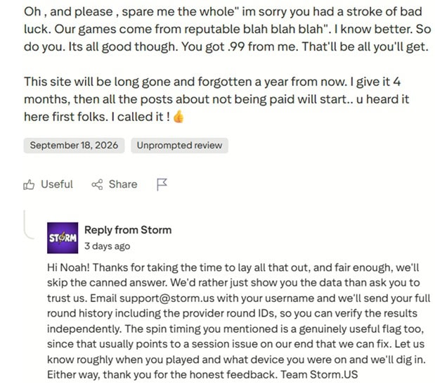Storm.us Review Response