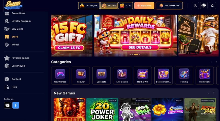 SweepBurger Homepage