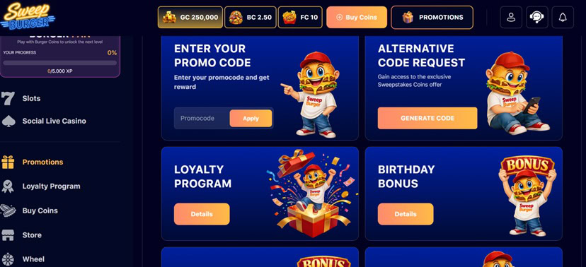 SweepBurger Promos