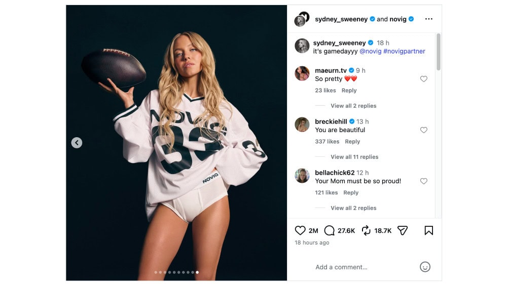 sydney sweeney novig instagram posts