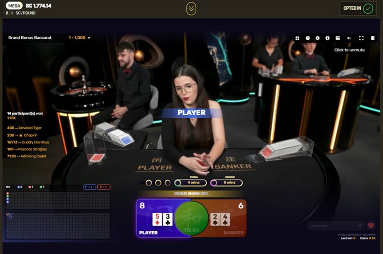 VegasBuilder Live Baccarat