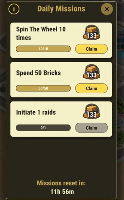 VegasBuilder PVP Raids Daily Missions