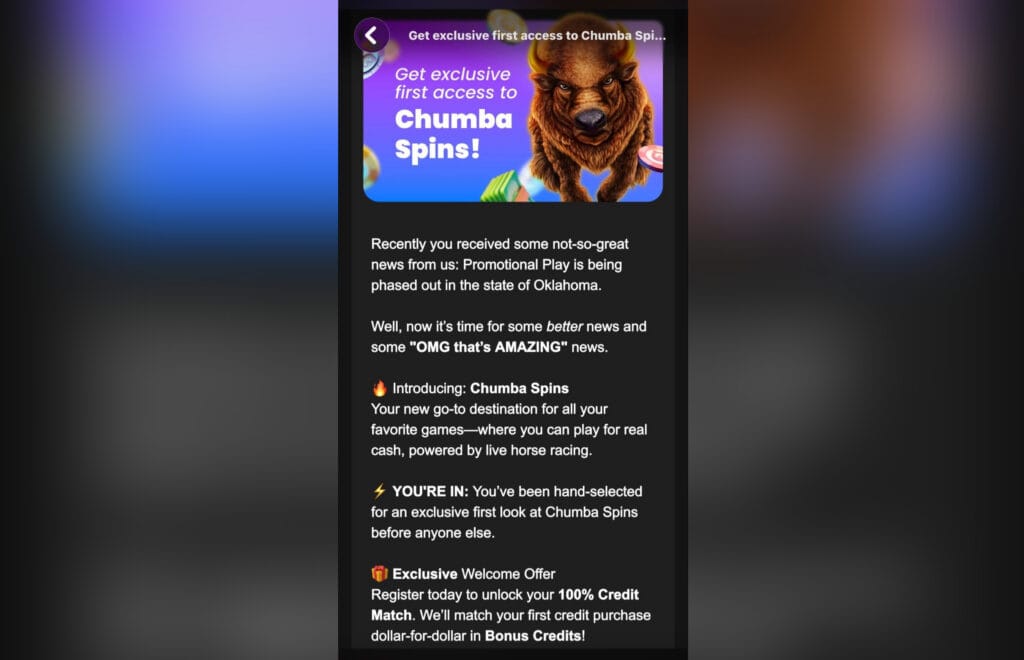 Chumba announces Chumba Spins in Oklahoma