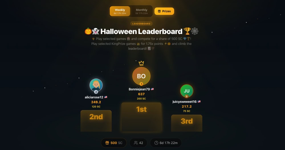 KingPrize Halloween Leaderboard