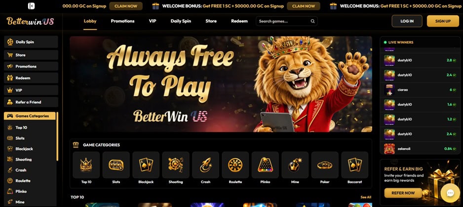 BetterWin.us Homepage