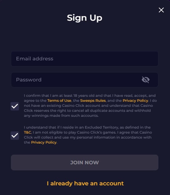 Casino.Click Register