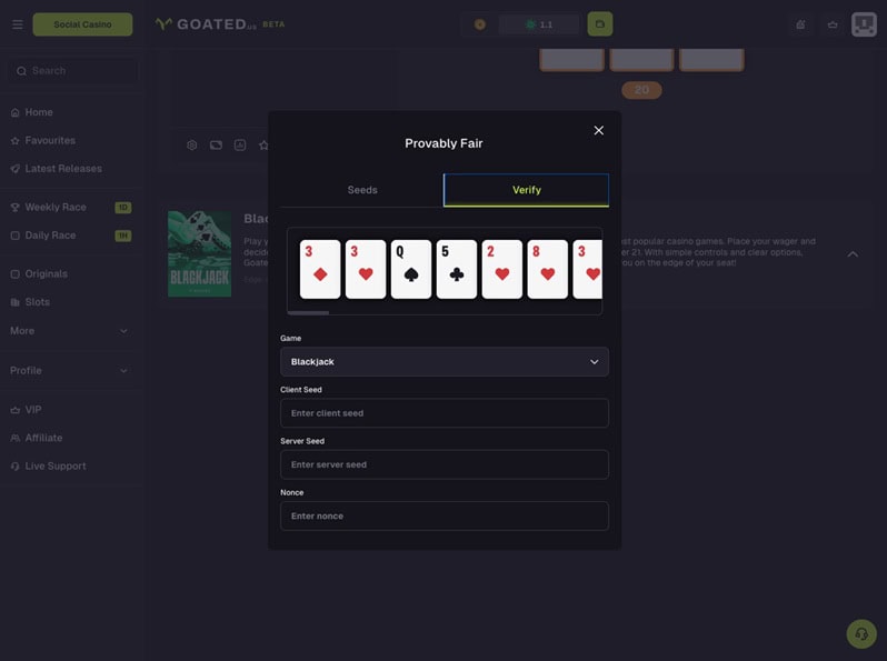 Goated.us Blackjack