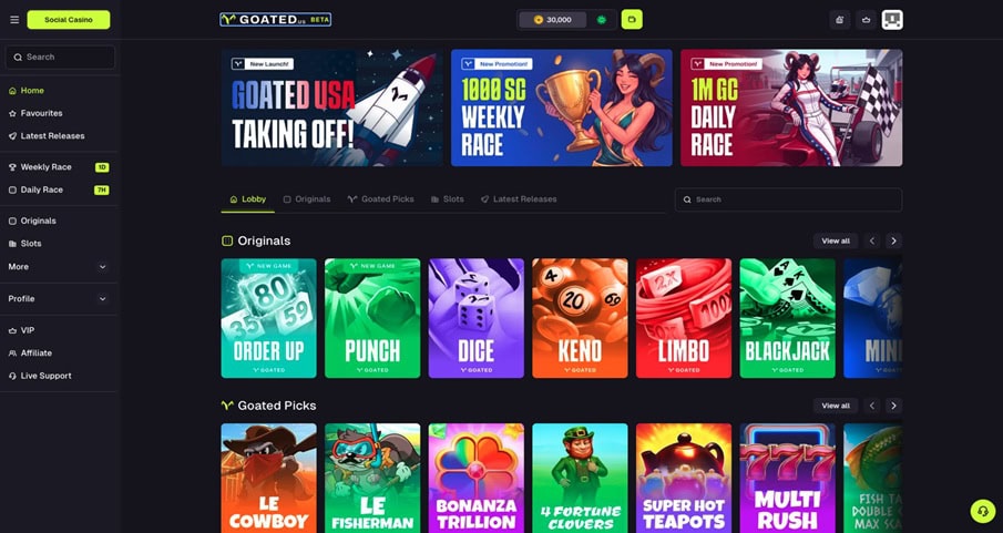 Goated.us Homepage