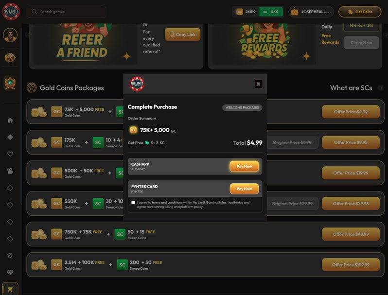 NoLimitGaming Banking