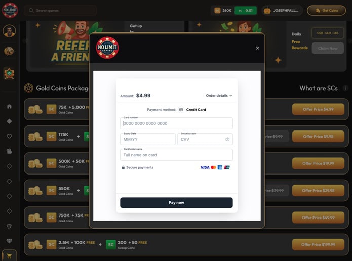 NoLimitGaming Deposit