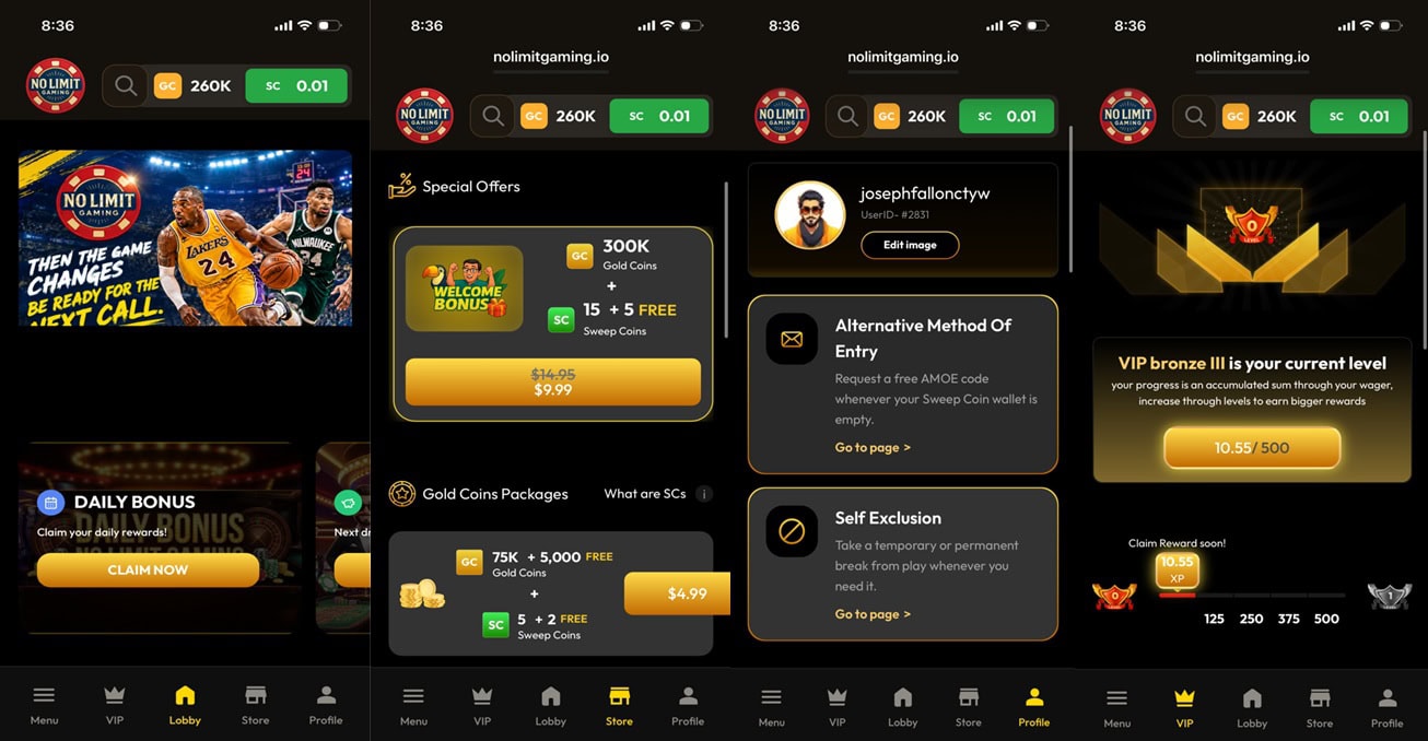 NoLimitGaming UX